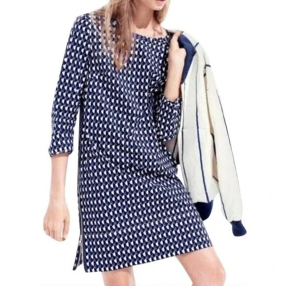 J. Crew Jet Set Women's Geometric Print Patterned Side Zip Career Shift Dress - Picture 4 of 12
